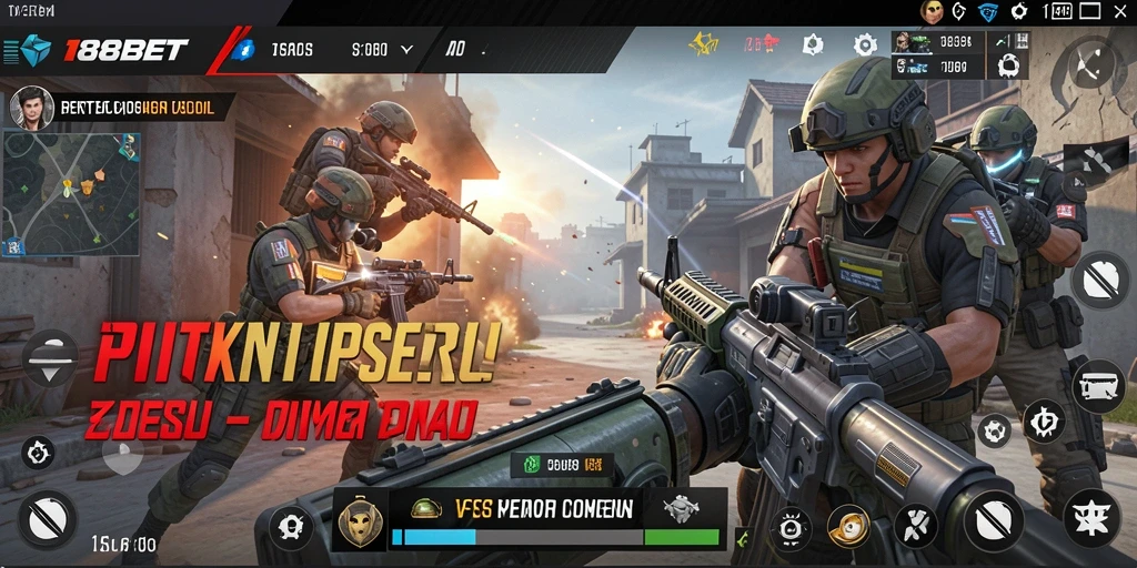 Screenshot gameplay 188BET menampilkan pertempuran intens di medan perang.