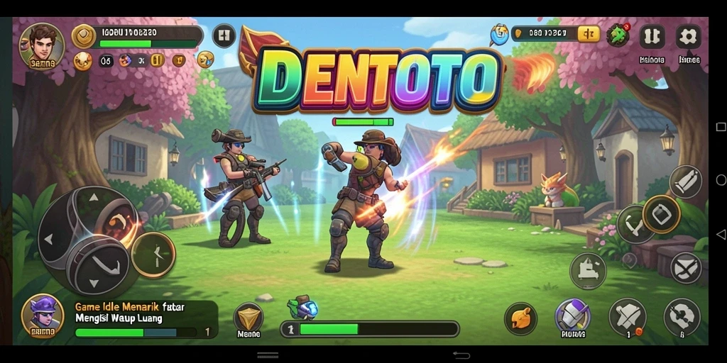 Tangkapan layar DENTOTO menampilkan gameplay Idle yang seru dan interaktif.