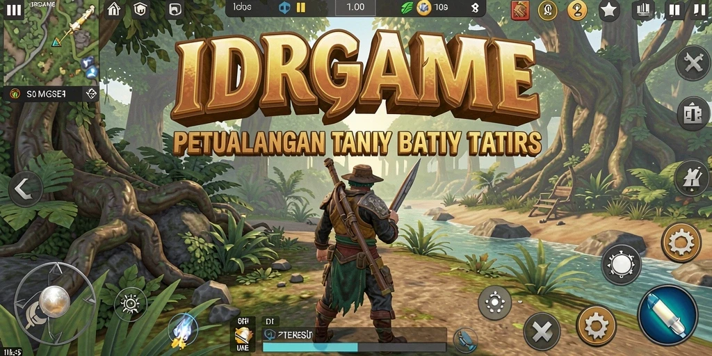 Screenshot gameplay IDRGAME yang menunjukkan petualangan di dunia terbuka.