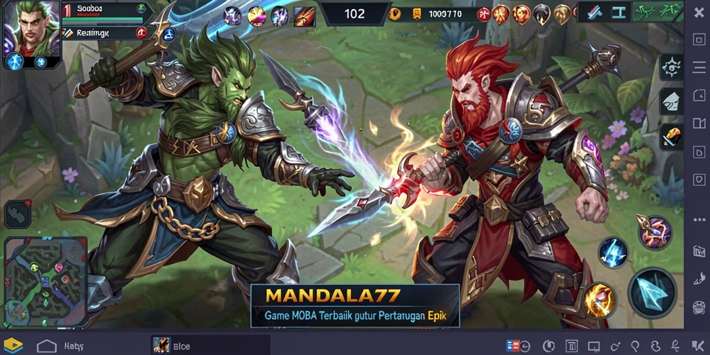 Tampilan mendebarkan dari gameplay MOBA MANDALA77 yang memukau.