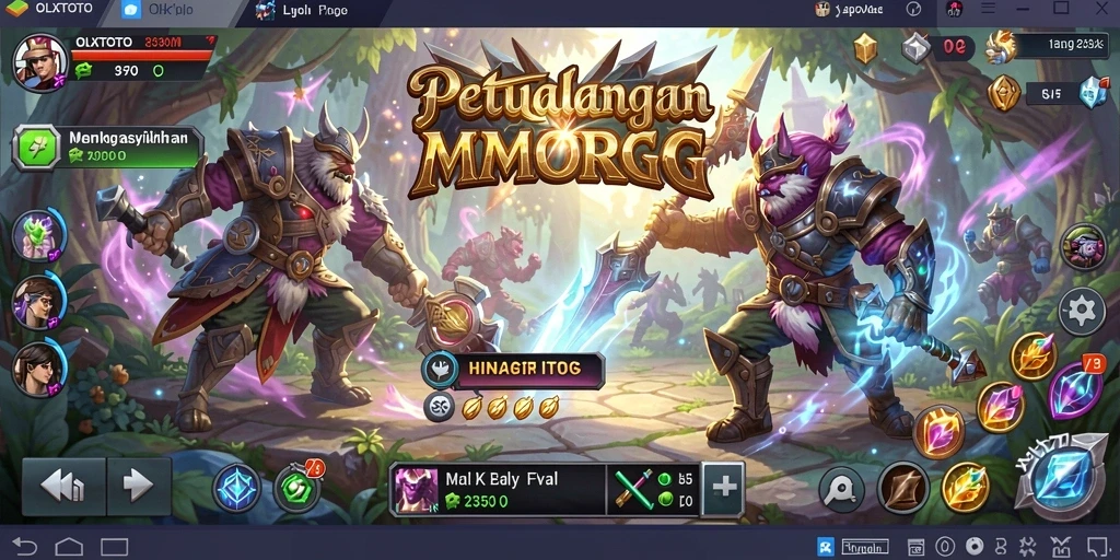 Screenshot gameplay OLXTOTO menampilkan aksi pertempuran yang seru dan pemandangan yang menakjubkan.