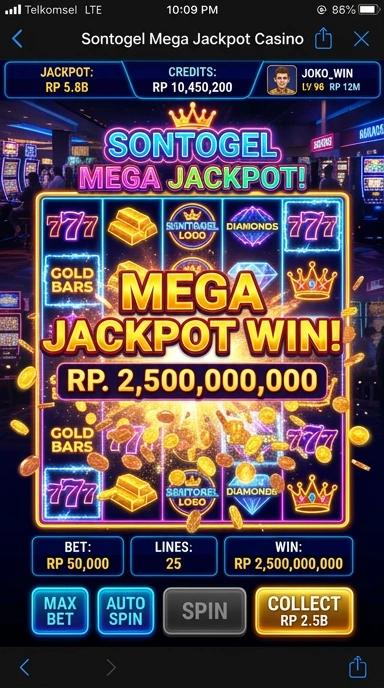 Tampilan utama aplikasi Sontogel yang user-friendly.